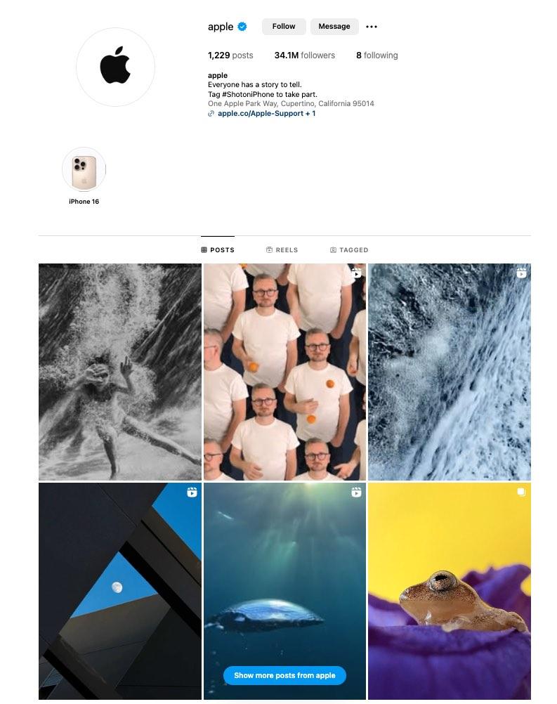 Apple's use of UGC on instagram to showcase the capabilities of their iPhone